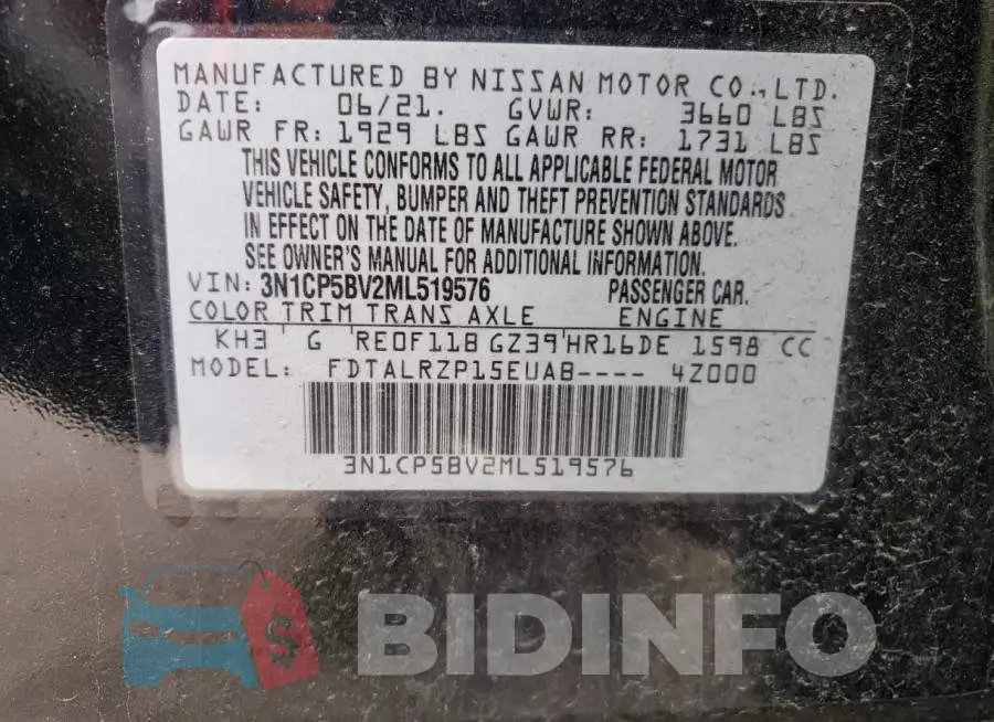 3N1CP5BV2ML519576 Photo# 12