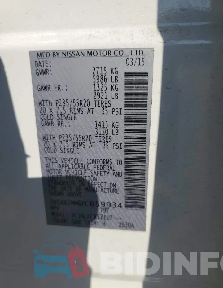 5N1AR2MM6FC659934 Photo# 13