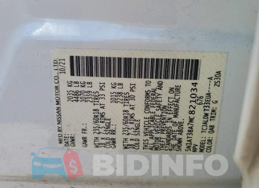 5N1AT3BA7MC821034 Photo# 13
