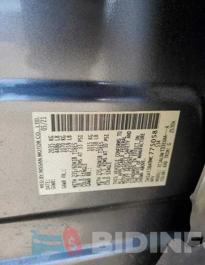 5N1AT3BA9MC775058 Photo# 14
