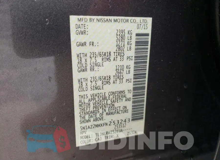 5N1AZ2MHXFN253243 Photo# 14