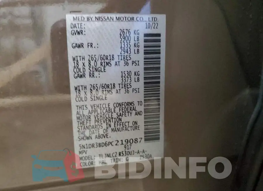 5N1DR3BD6PC219087 Photo# 13