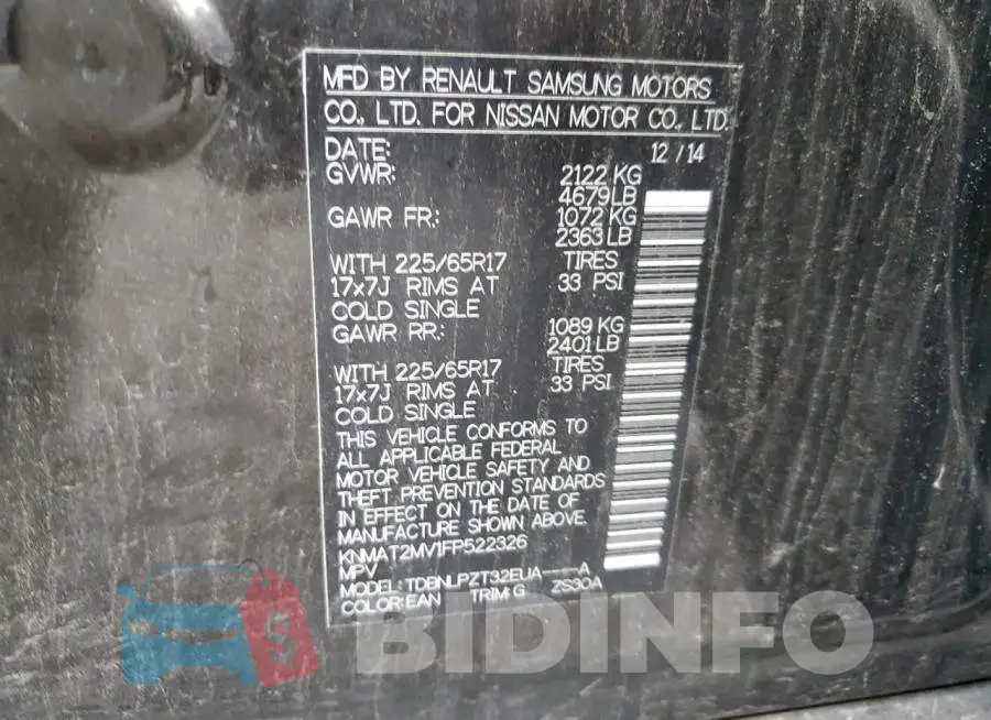 KNMAT2MV1FP522326 Photo# 13