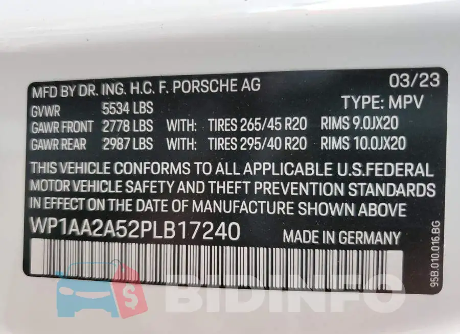 WP1AA2A52PLB17240 Photo# 13