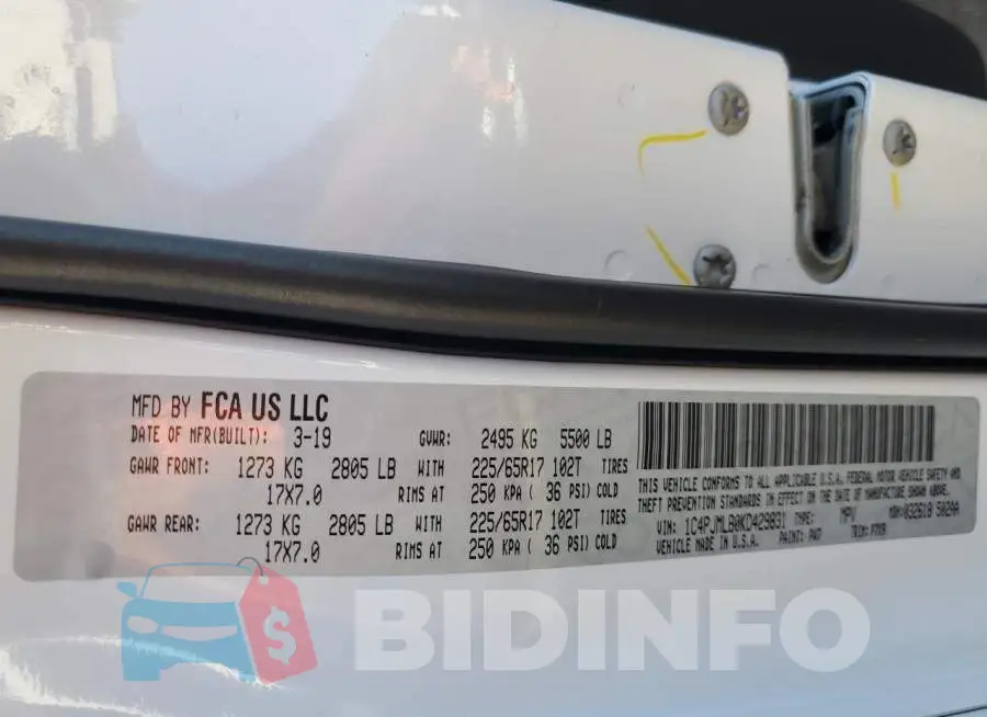 1C4PJMLB0KD429831 Photo# 12