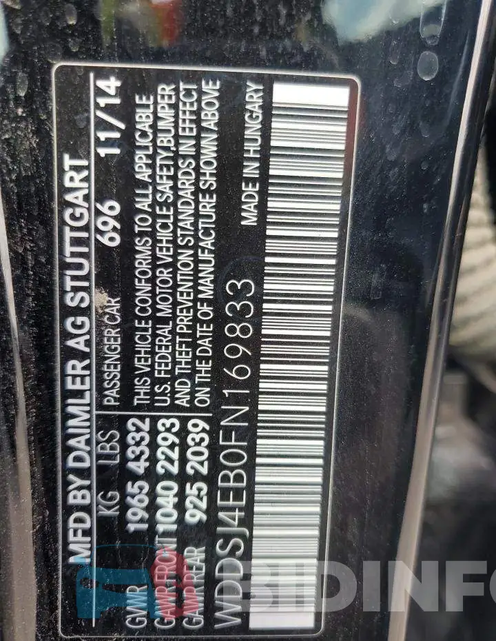 WDDSJ4EB0FN169833 Photo# 12