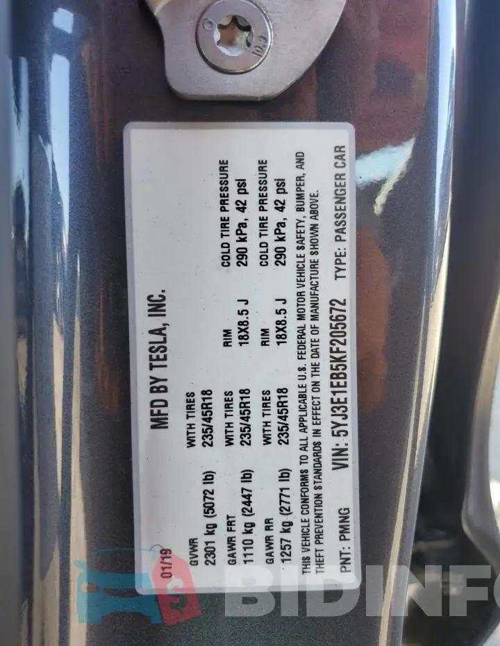 5YJ3E1EB5KF205672 Photo# 12