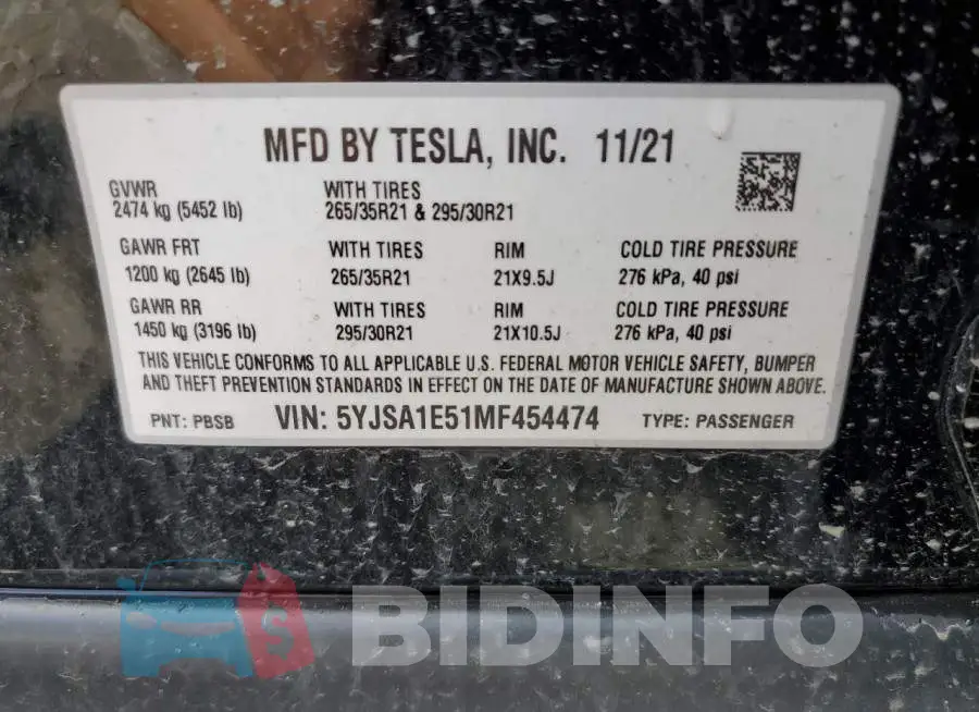 5YJSA1E51MF454474 Photo# 12