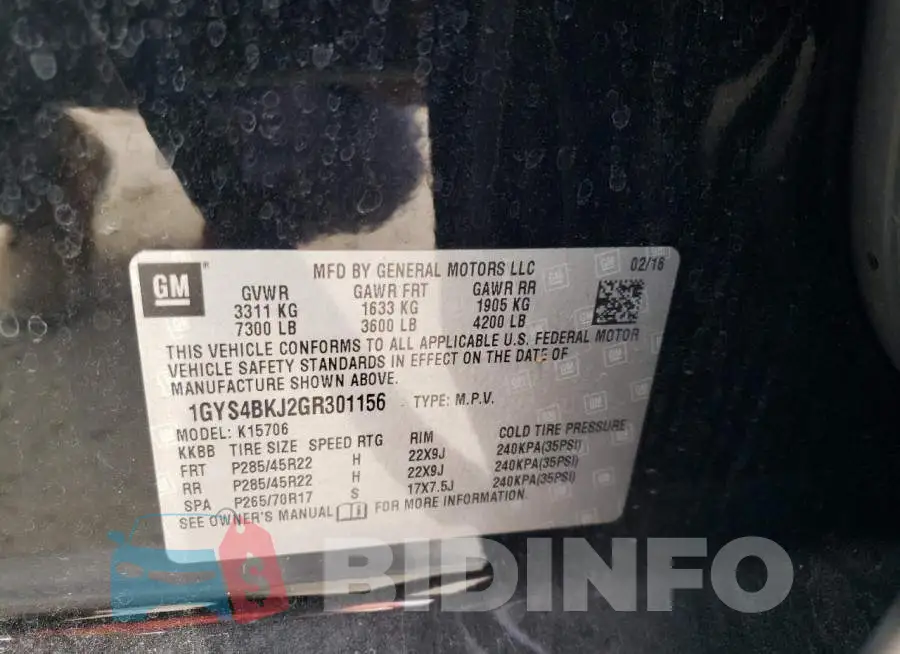 1GYS4BKJ2GR301156 Photo# 14