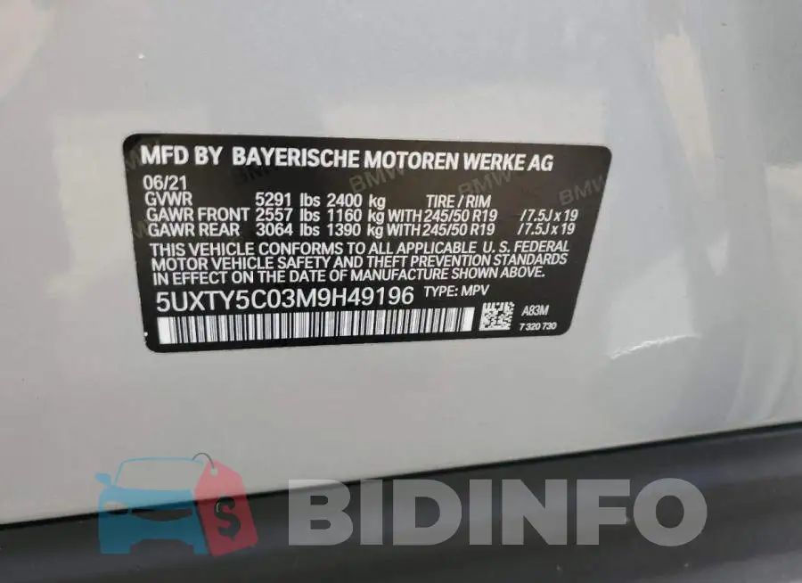 5UXTY5C03M9H49196 Photo# 14