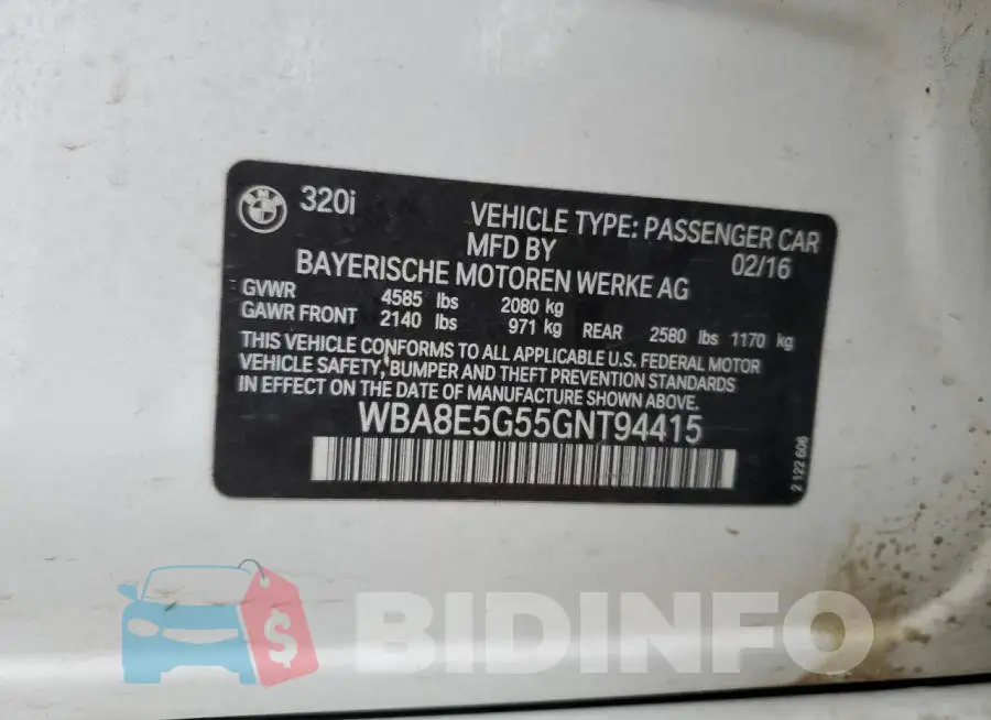 WBA8E5G55GNT94415 Photo# 12