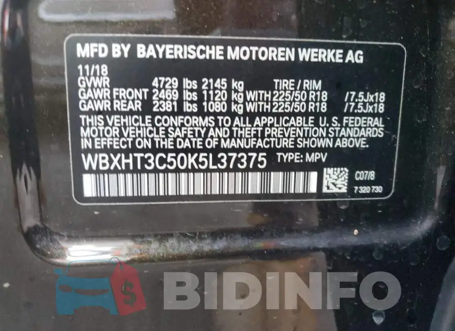 WBXHT3C50K5L37375 Photo# 13
