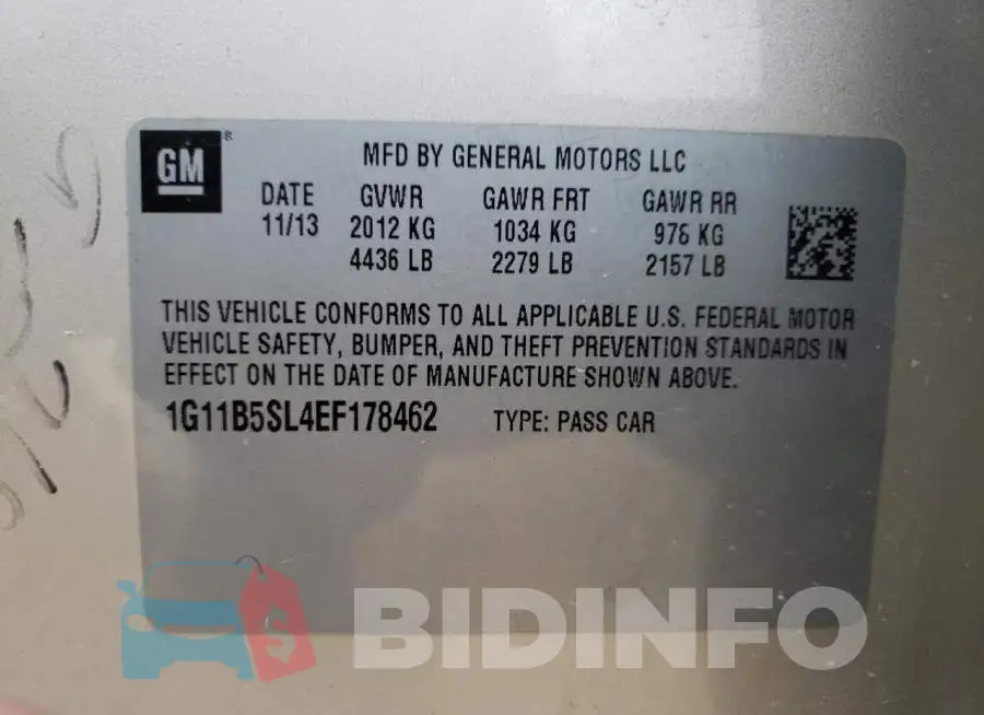 1G11B5SL4EF178462 Photo# 12