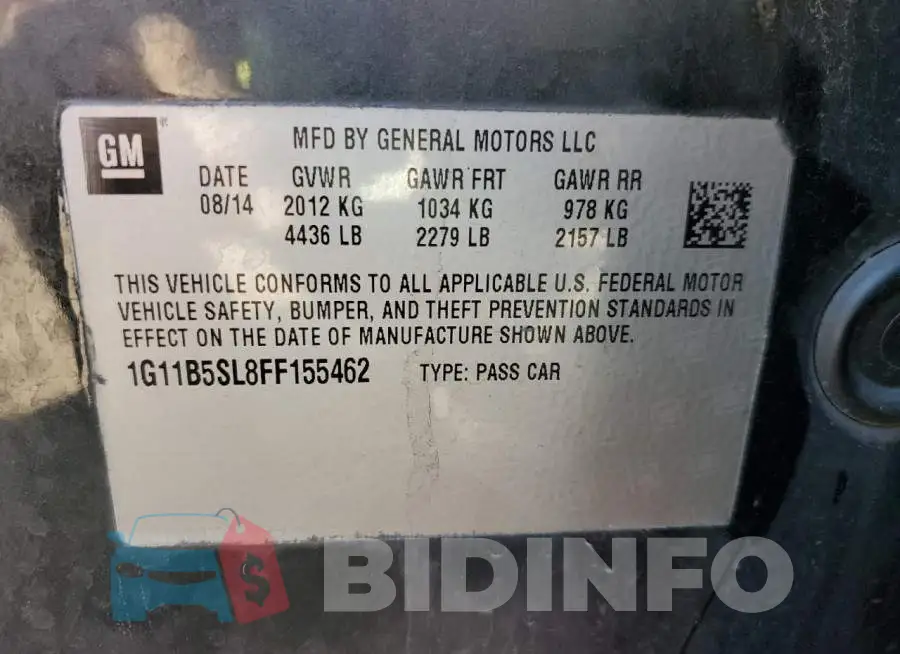 1G11B5SL8FF155462 Photo# 12