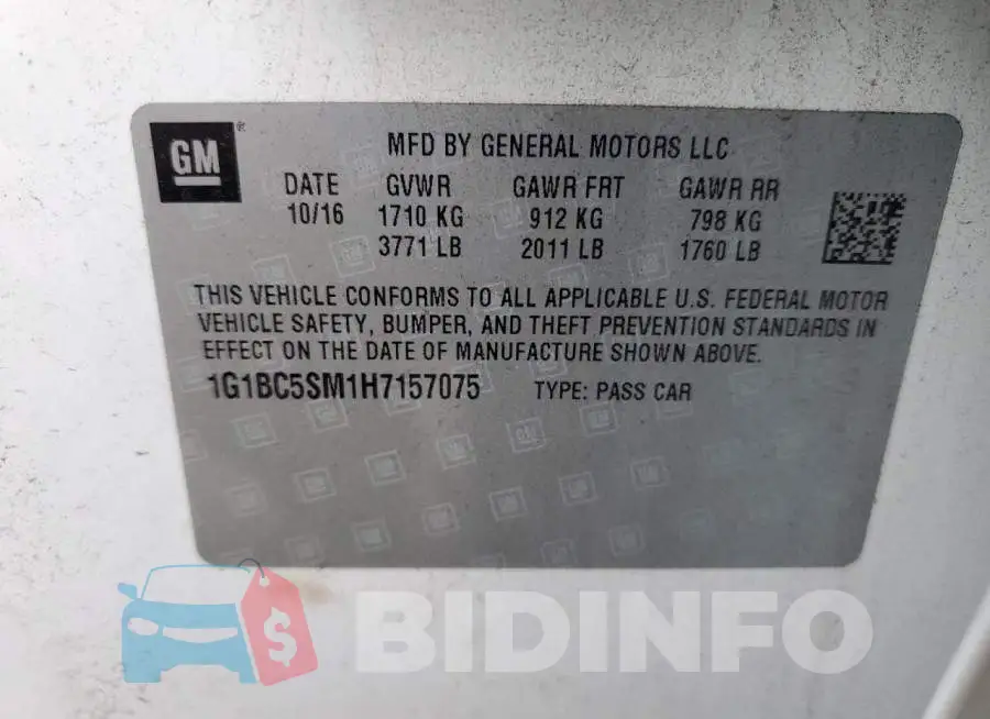 1G1BC5SM1H7157075 Photo# 12
