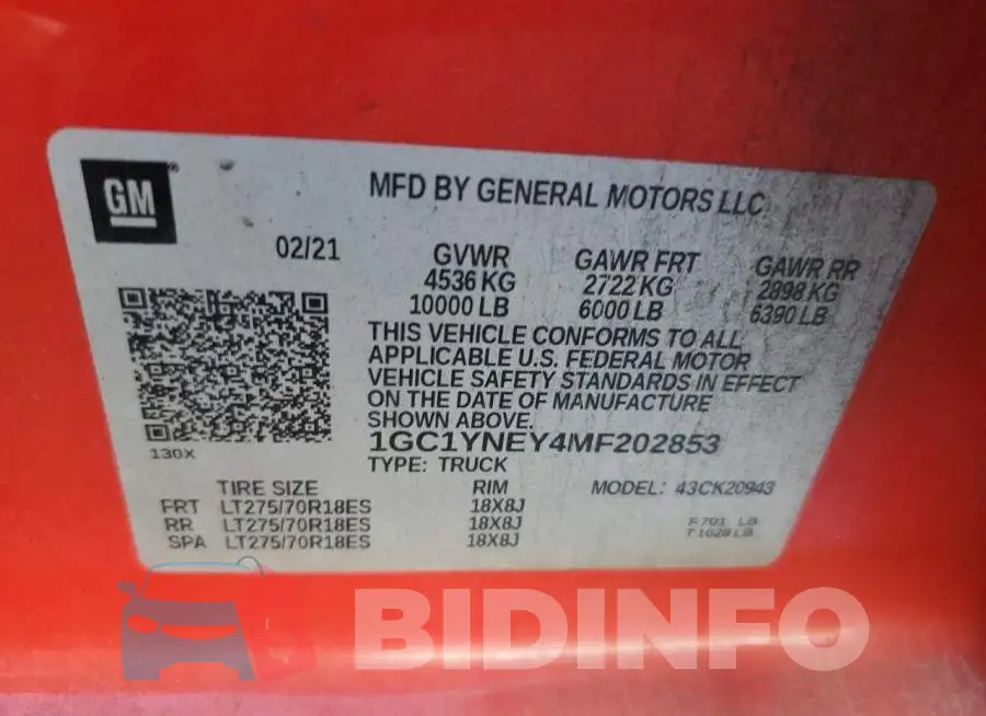 1GC1YNEY4MF202853 Photo# 12