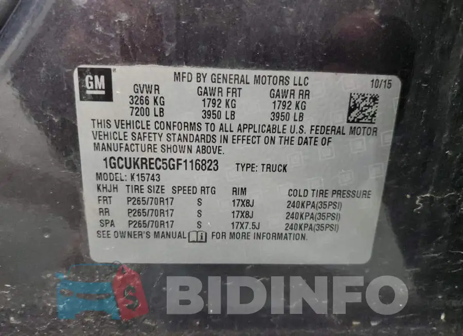 1GCUKREC5GF116823 Photo# 12
