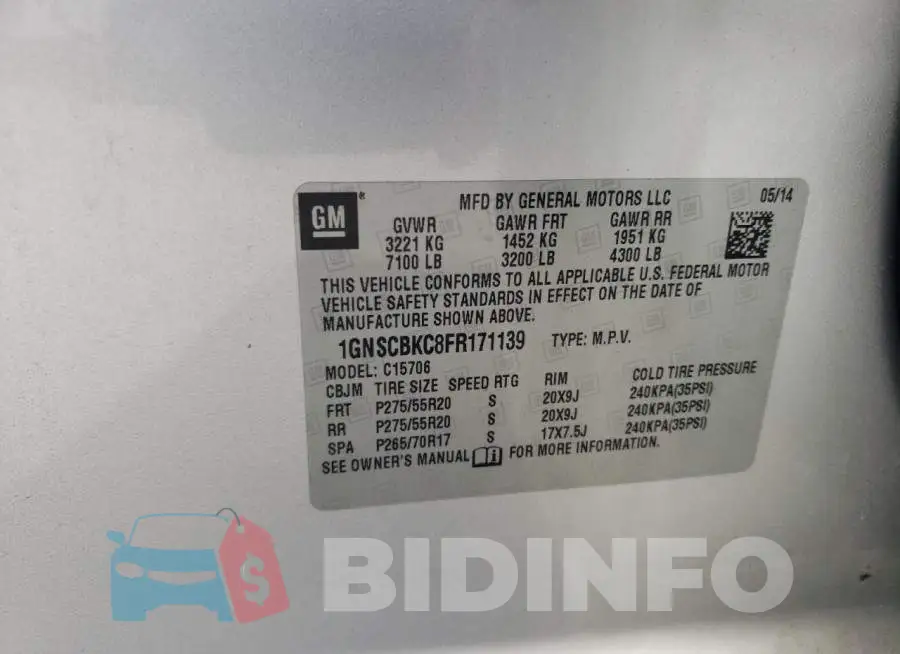 1GNSCBKC8FR171139 Photo# 13