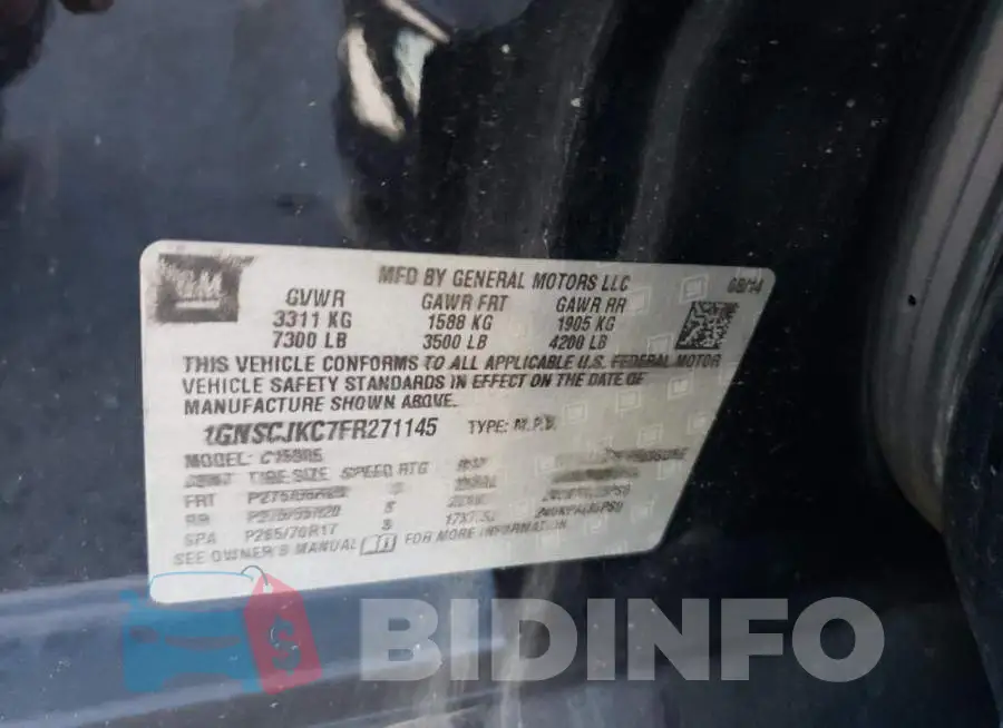 1GNSCJKC7FR271145 Photo# 12
