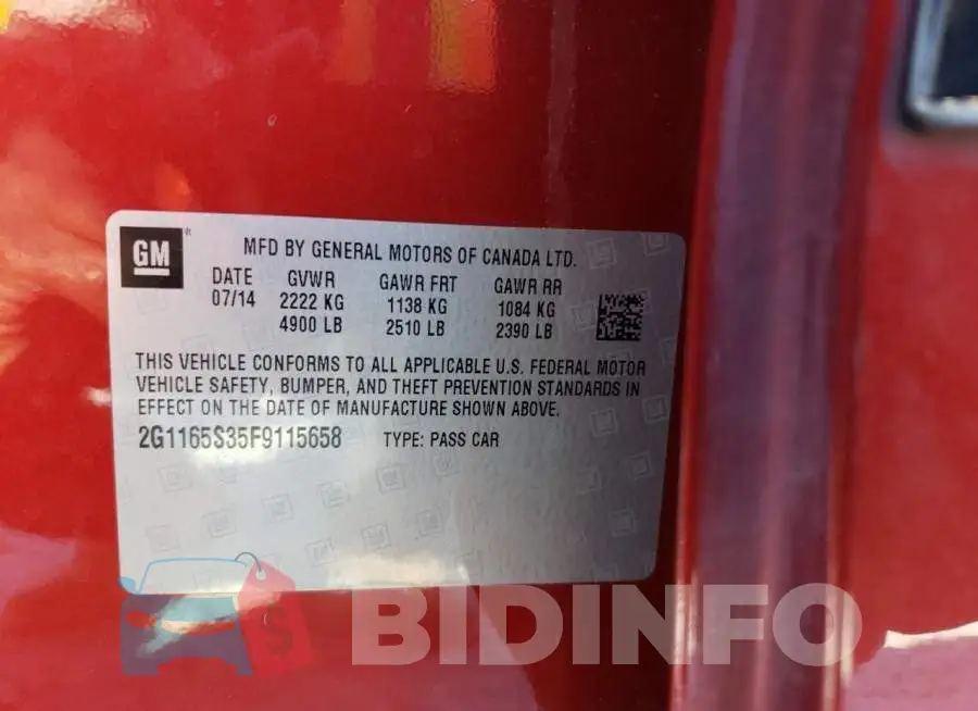2G1165S35F9115658 Photo# 13