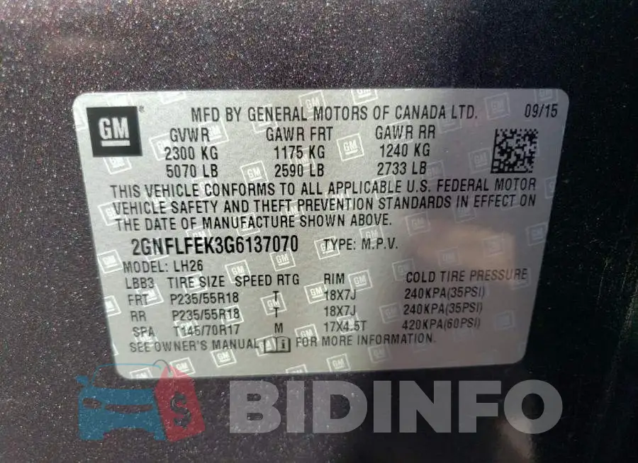 2GNFLFEK3G6137070 Photo# 12