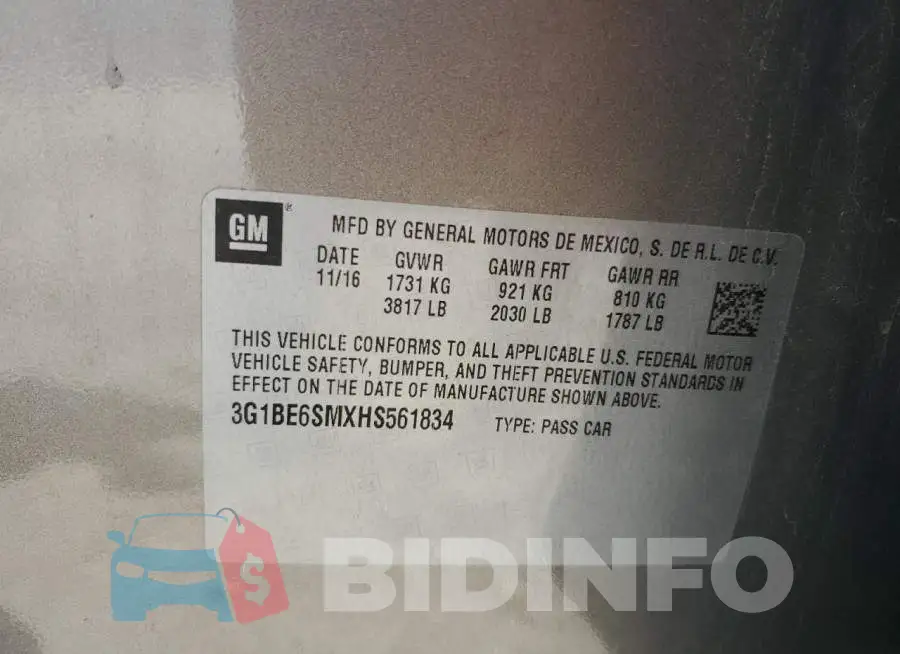3G1BE6SMXHS561834 Photo# 12