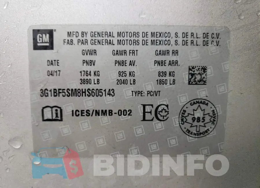 3G1BF5SM8HS605143 Photo# 13