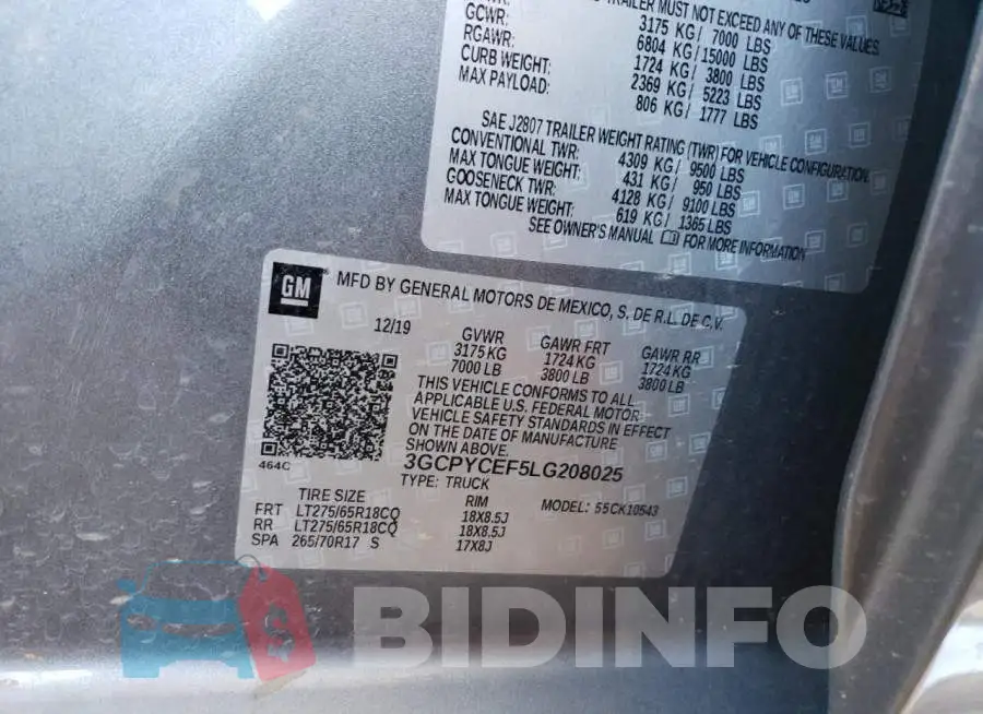 3GCPYCEF5LG208025 Photo# 12