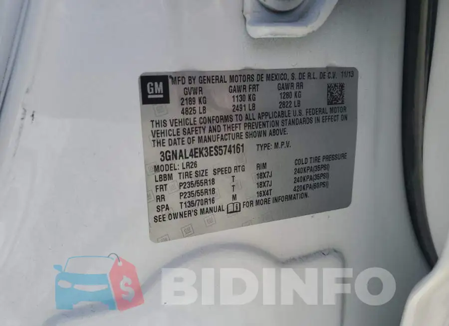3GNAL4EK3ES574161 Photo# 13