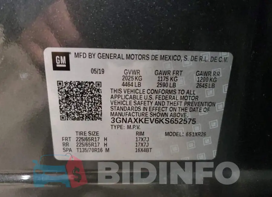 3GNAXKEV6KS652575 Photo# 13