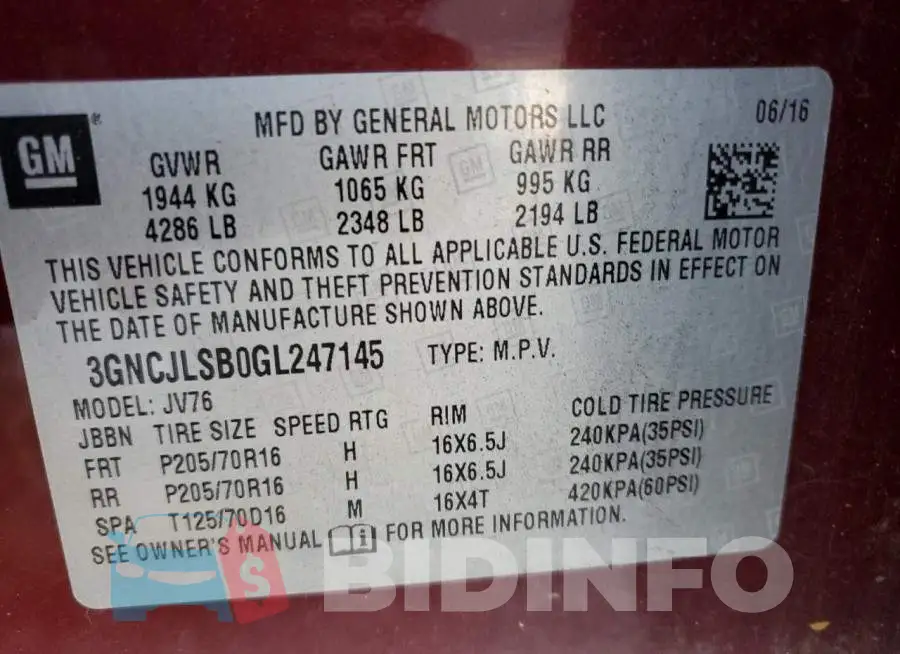 3GNCJLSB0GL247145 Photo# 13