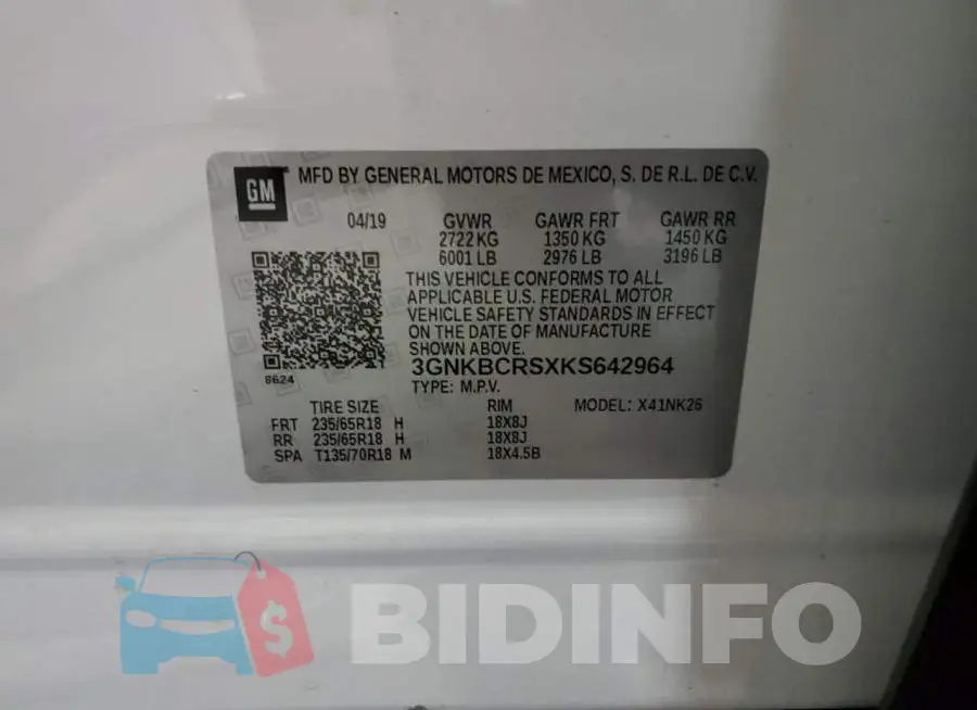 3GNKBCRSXKS642964 Photo# 13