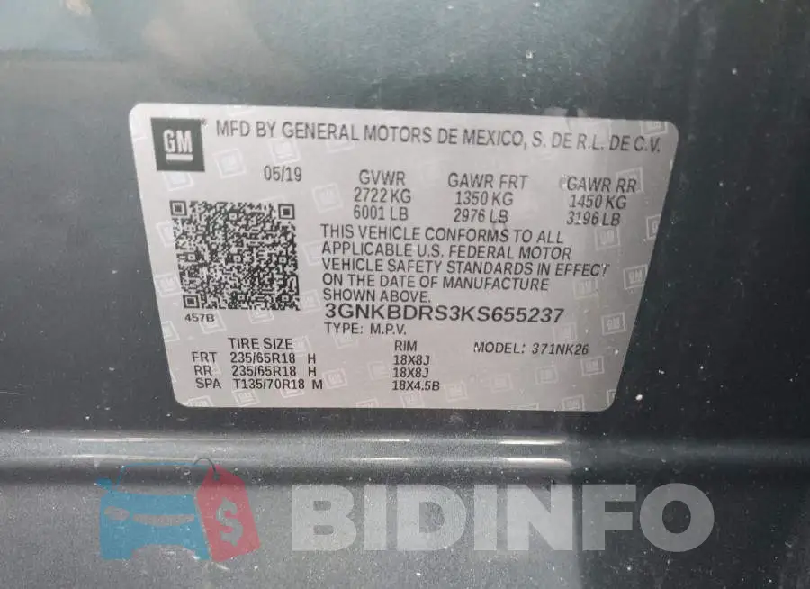 3GNKBDRS3KS655237 Photo# 13