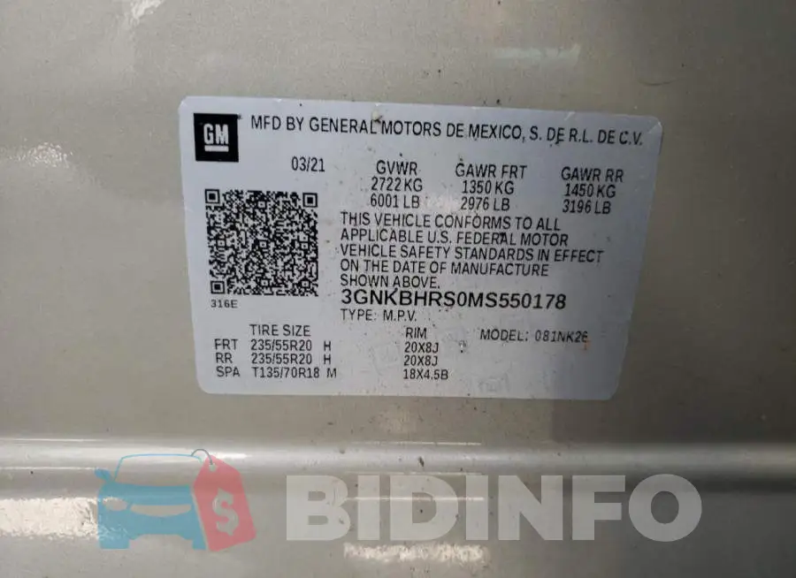 3GNKBHRS0MS550178 Photo# 13