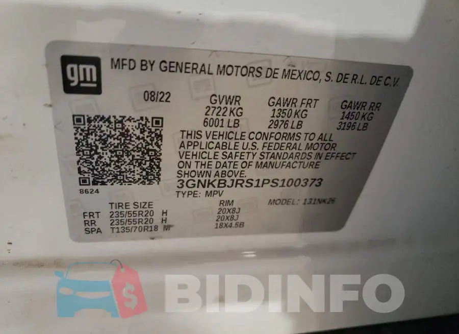 3GNKBJRS1PS100373 Photo# 12