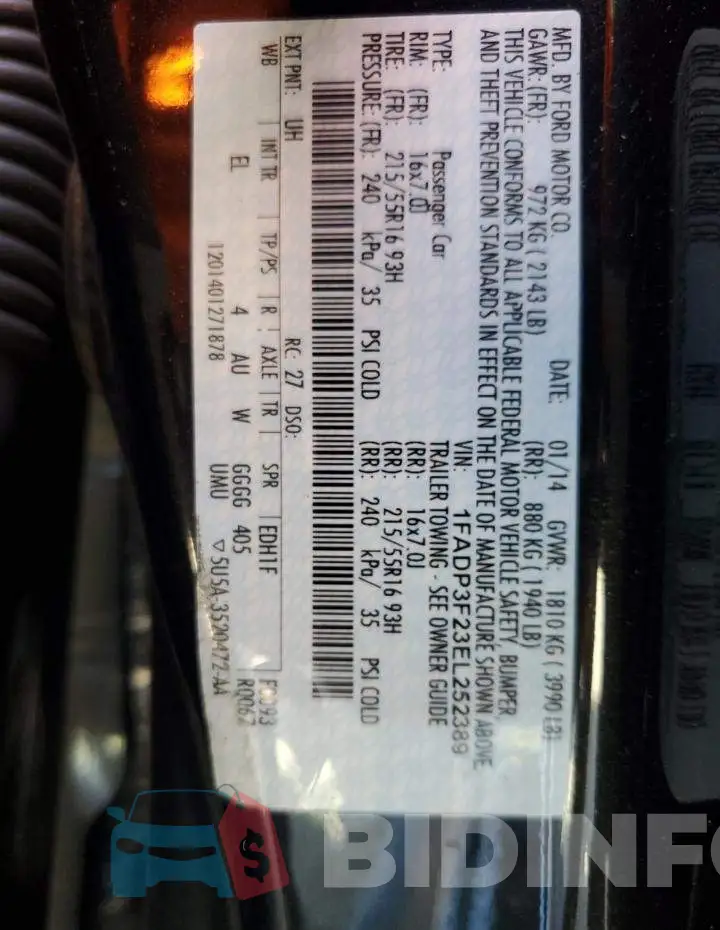 1FADP3F23EL252389 Photo# 12