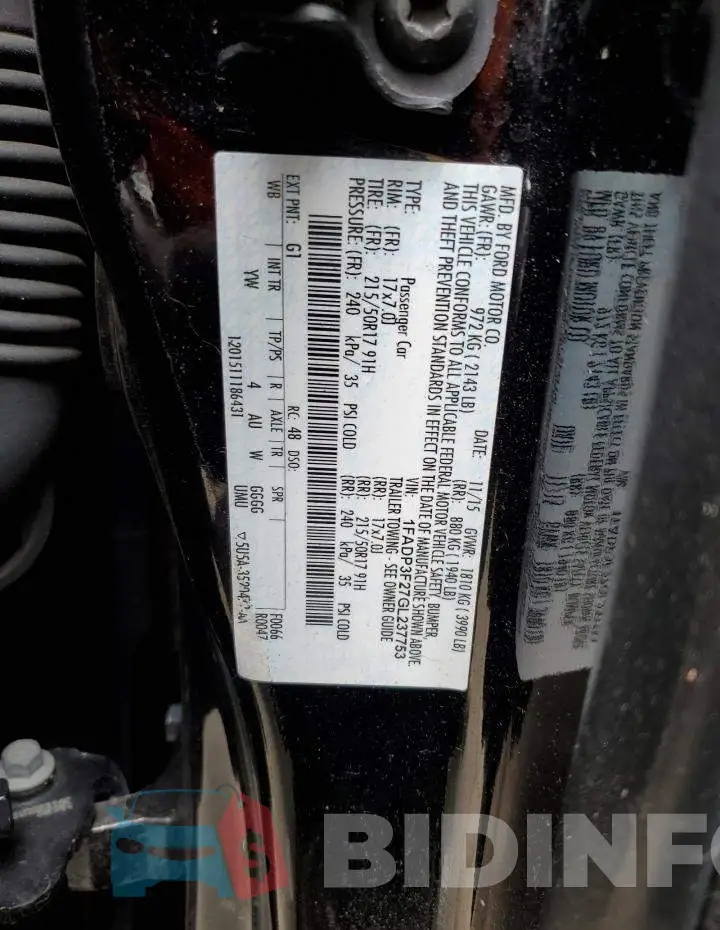 1FADP3F27GL237753 Photo# 12