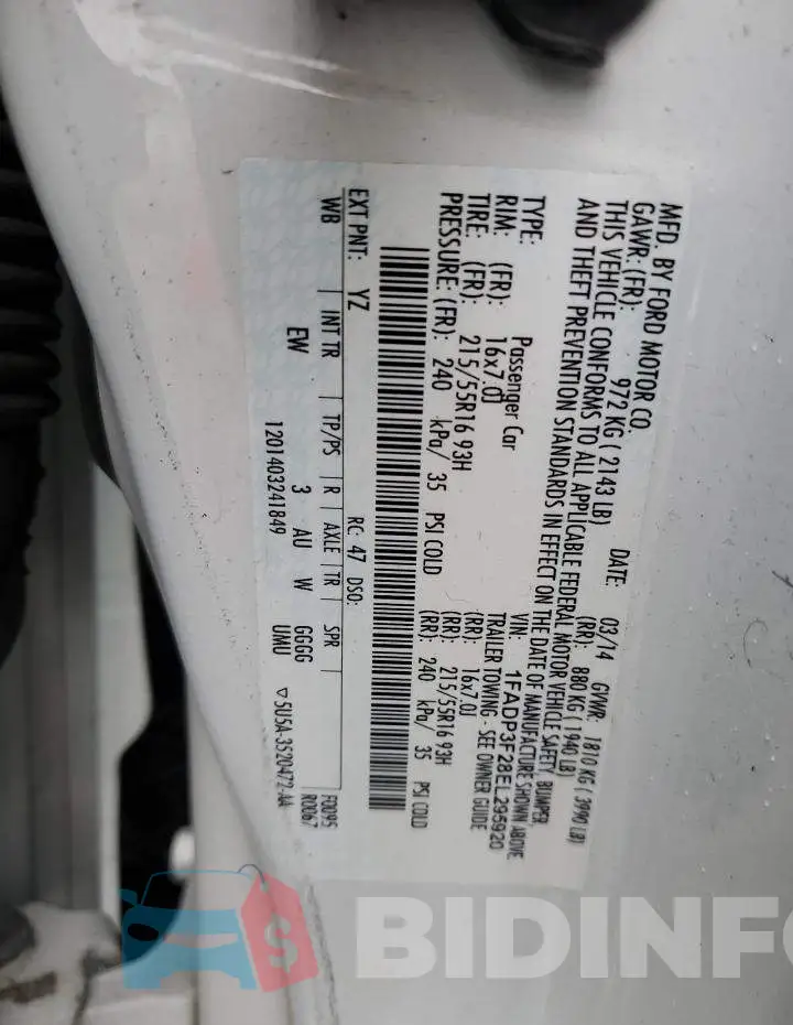 1FADP3F28EL295920 Photo# 13