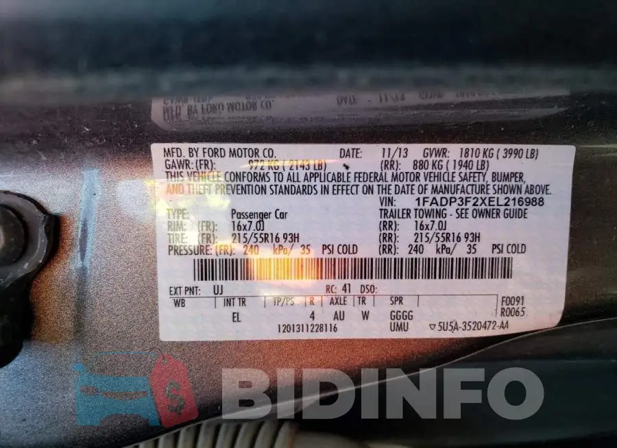 1FADP3F2XEL216988 Photo# 12