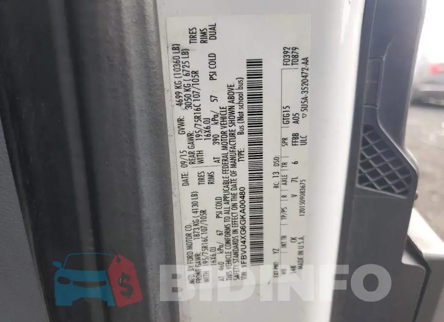 1FBVU4XG6GKA00480 Photo# 13