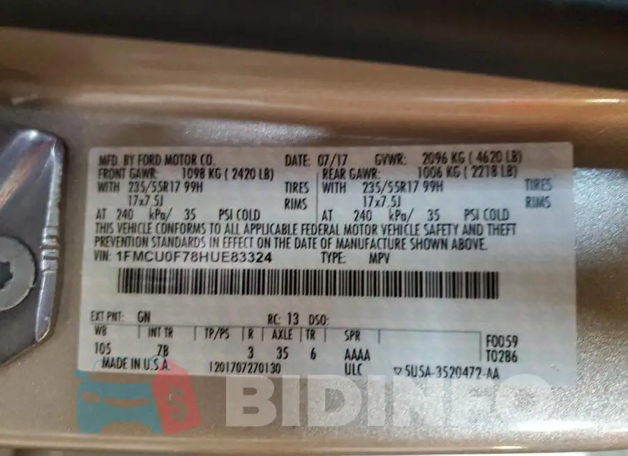 1FMCU0F78HUE83324 Photo# 12