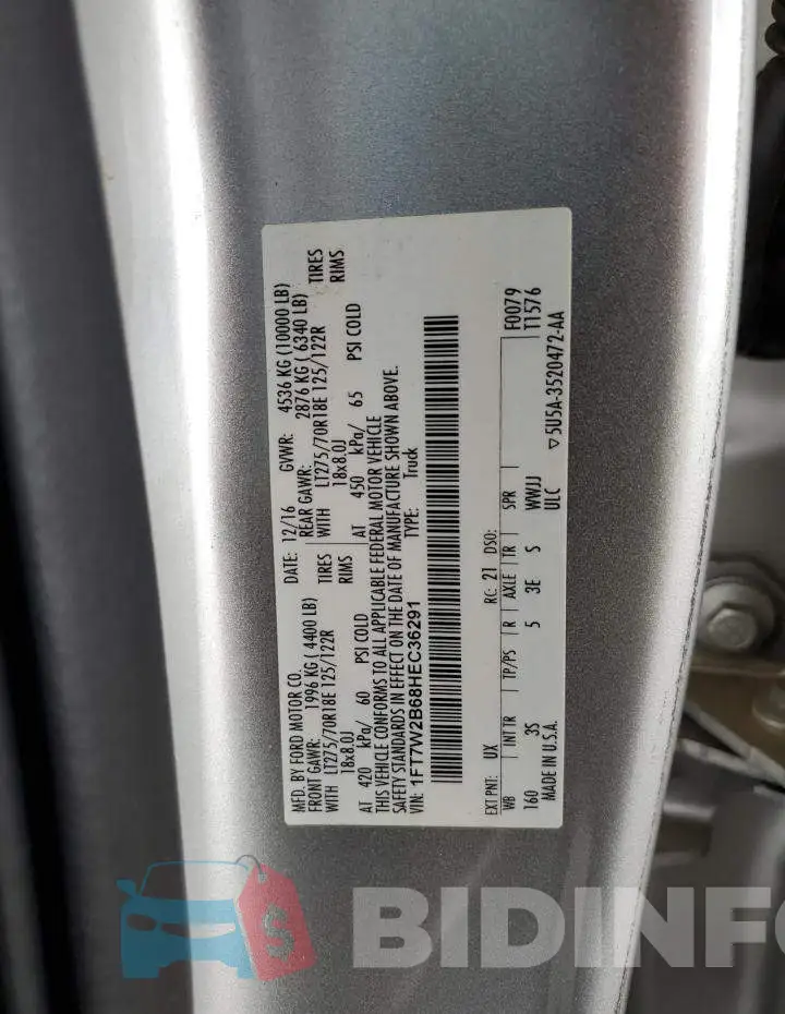 1FT7W2B68HEC36291 Photo# 12