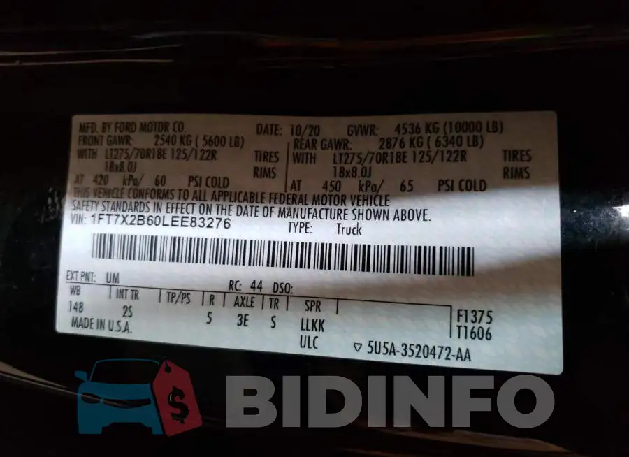 1FT7X2B60LEE83276 Photo# 12