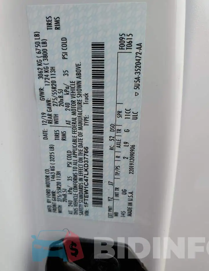1FTEW1C47LKD37766 Photo# 13