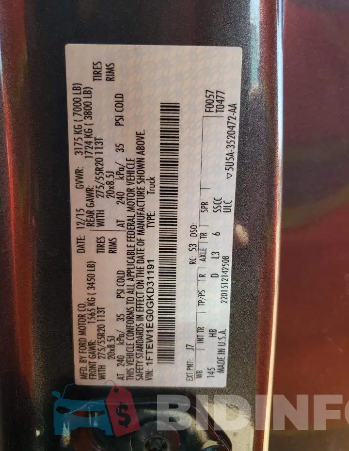1FTEW1EG0GKD31191 Photo# 12