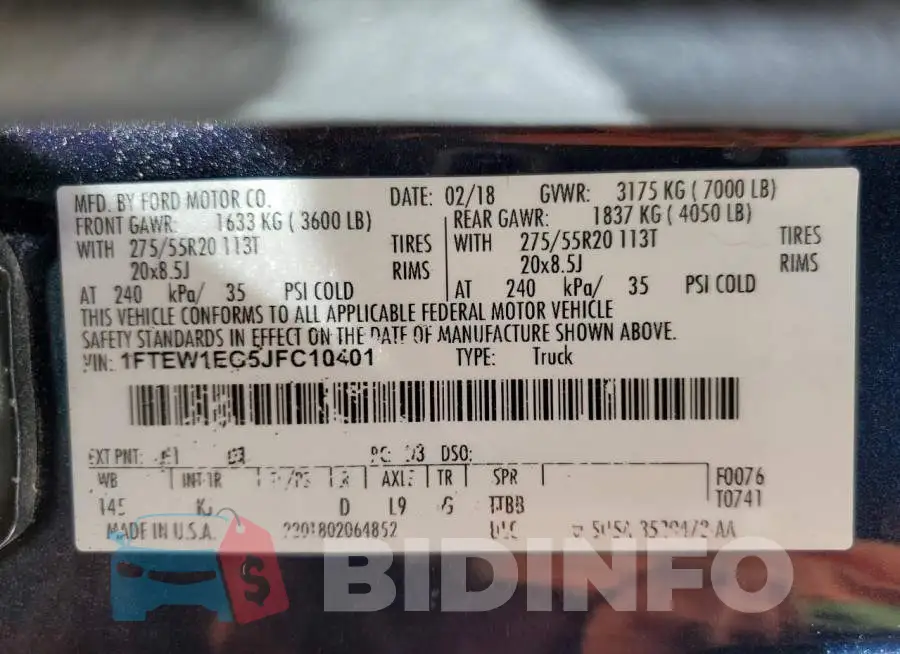 1FTEW1EG5JFC10401 Photo# 12