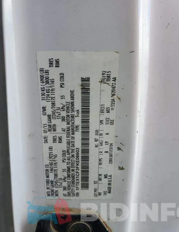 1FTEX1CF3FKE06603 Photo# 13