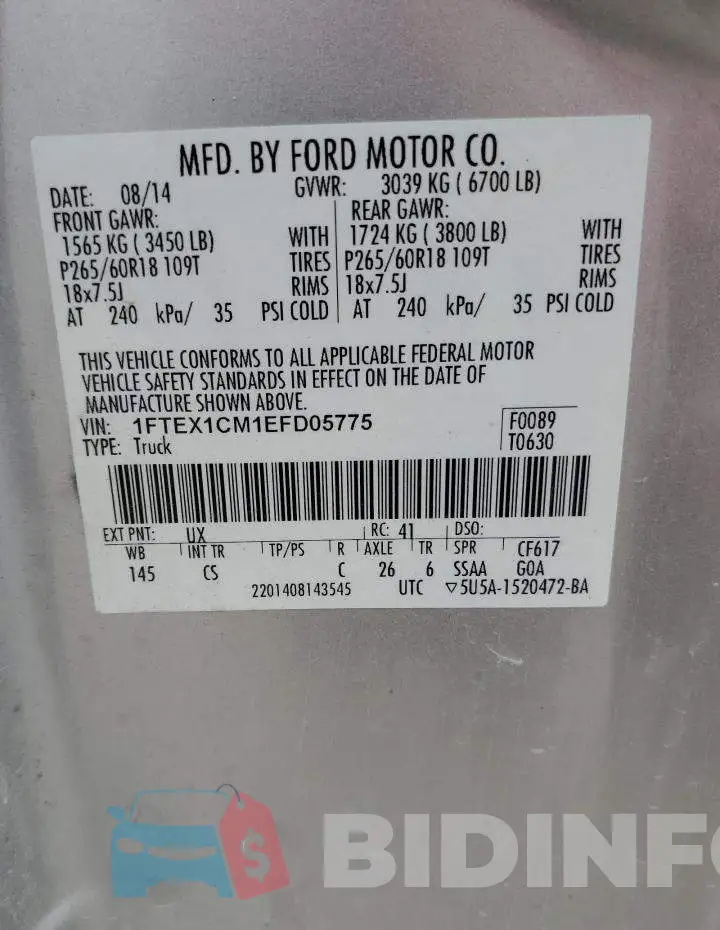 1FTEX1CM1EFD05775 Photo# 12