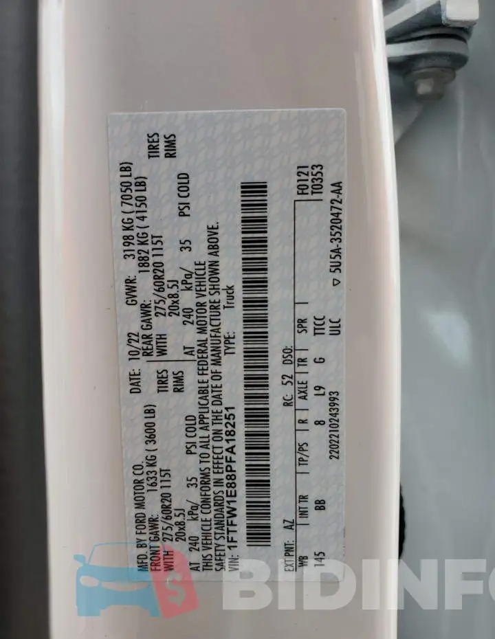 1FTFW1E88PFA18251 Photo# 12