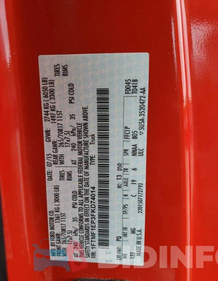 1FTMF1EP3FKD74014 Photo# 13